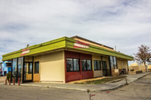 Front Of Abandoned Commercial Drive Through Building